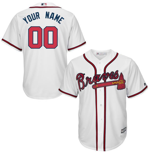 Youth Atlanta Braves Majestic White Custom Cool Base MLB Jersey->customized mlb jersey->Custom Jersey